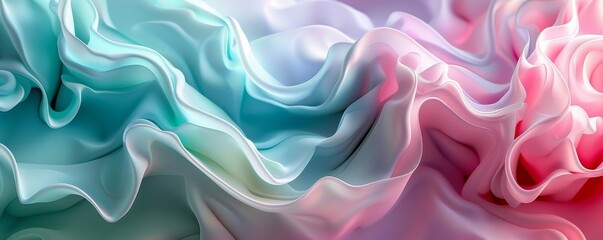 Obraz premium Abstract colorful swirling 3D background with gradient hues in soft pastel colors