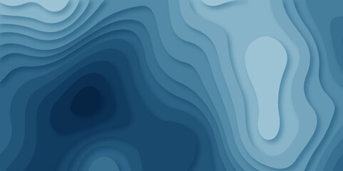Luxury abstract lines Modern blue carve wave line abstract 3d papercut background. vector minimal topography map light element shadow landscape wave element curve graphic papercut design.