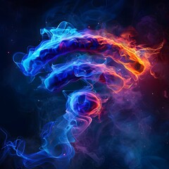 Obraz premium Colorful Smoke Trails Forming WiFi Icon on Dark Background
