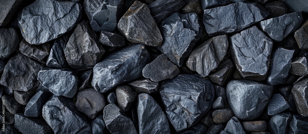 Aufkleber Background of black textured rocks with ample copy space image.