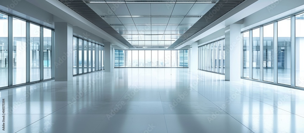Poster Modern business office building with spacious empty floor for copy space image.