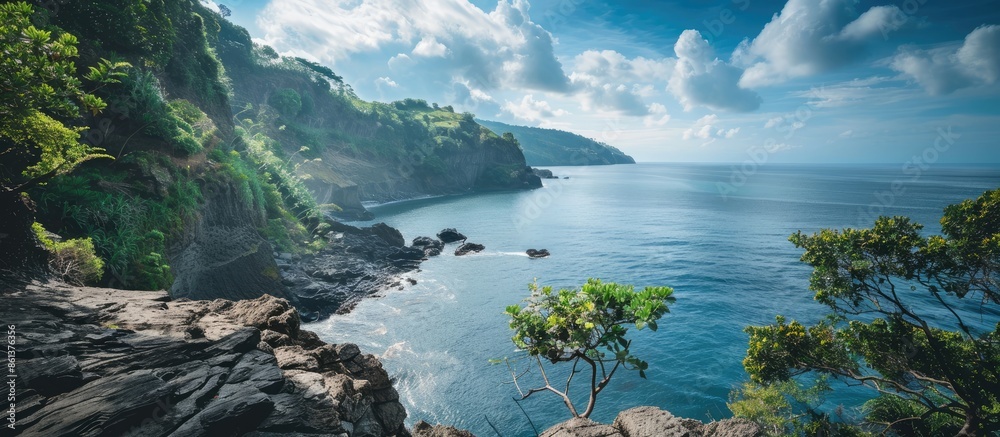 Poster Coastal view showcasing a serene seascape with ample copy space image.