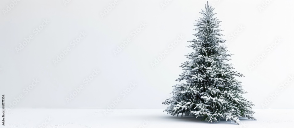 Poster christmas tree on white background with copy space image.