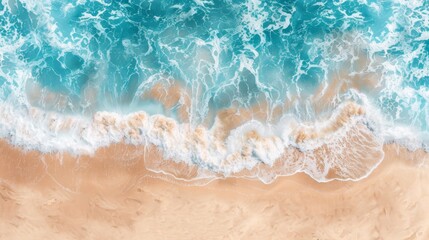 Fototapeta premium Waves with beach background top view. Holidays illustration generated by ai
