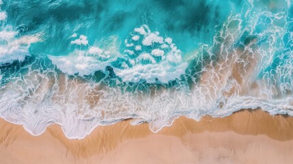 Waves with beach background top view. Holidays illustration generated by ai