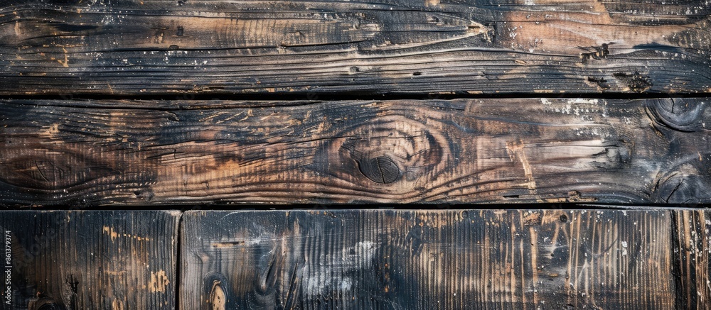 Poster Rustic horizontal wooden board texture with a dark aged appearance, ideal as a design template with ample copy space image.