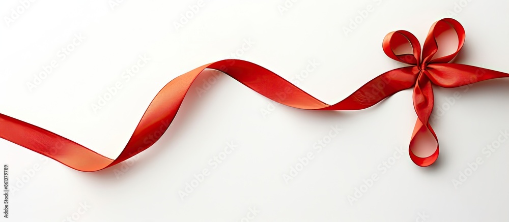 Poster A bright red ribbon set against a clear white backdrop with copy space image available for custom designs.