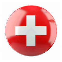 Obraz premium Switzerland badge round glow button white background