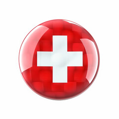 Obraz premium Switzerland badge round glow button white background