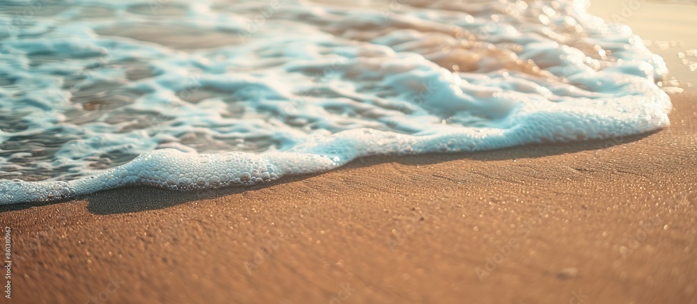 Poster sandy beach with captivating details in the background, perfect for adding text. copy space image de