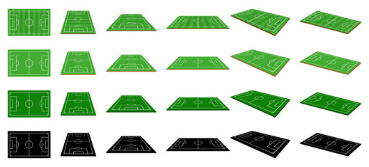 Set of Football field, soccer field .Soccer or Football Championship 2024.Football 2024.Vector  © IJ-studio