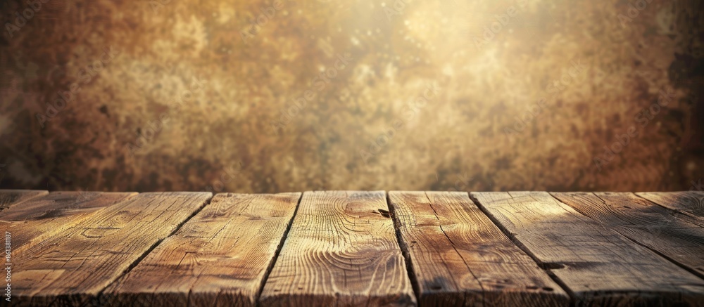 Poster vintage light teak wooden panel with a natural wood grain texture ideal for background. the desk is 