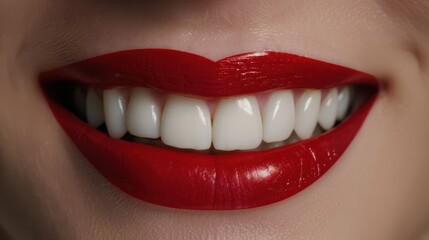Obraz premium The Smile with Red Lipstick