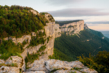Naklejka premium alps rock wall, cliffs in mountains in France, Grenoble, rock climbing wall