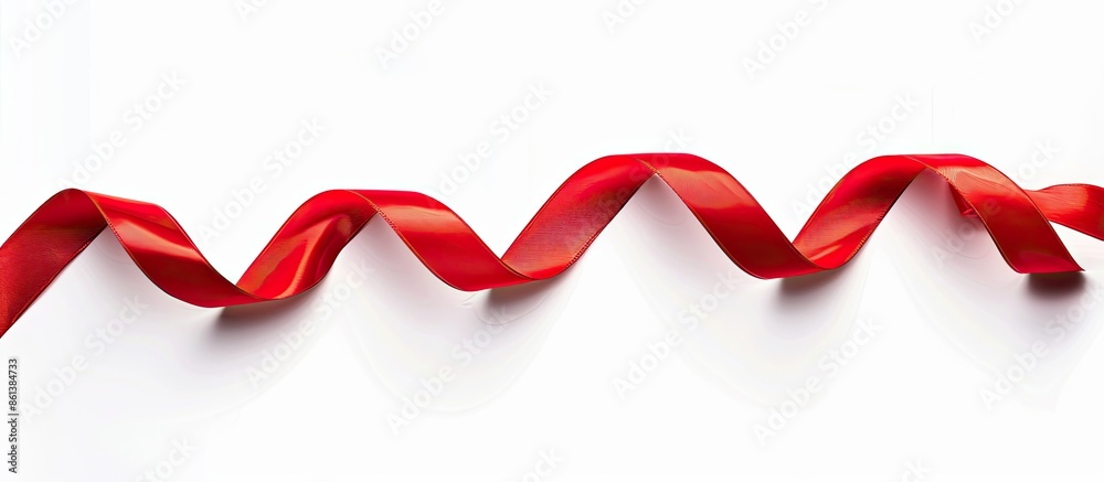 Poster A bright red ribbon set against a clear white backdrop with copy space image available for custom designs.