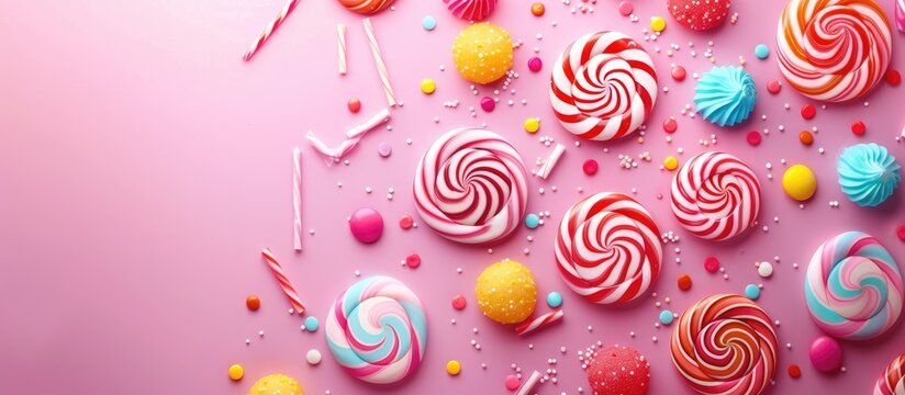 Colorful sweet candy with room for text in the image. copy space available