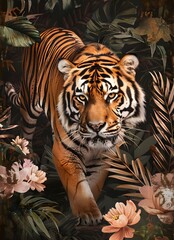 aesthetic tiger wallpaper or background genrated by AI.


