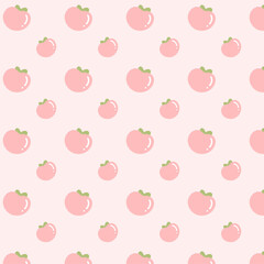 Peach seamless pattern. Cute fresh fruit background.