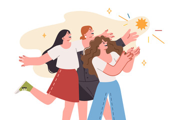 Group women reach out to star in sky together, wanting chance at success and good luck