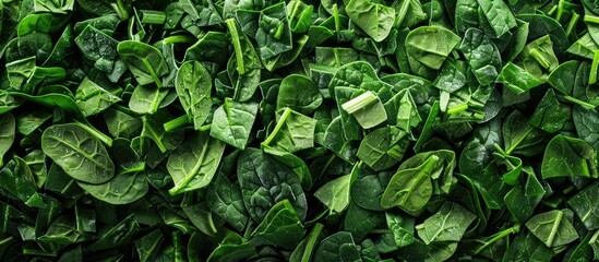 Chopped spinach, frozen and ready for use, displayed in a vibrant and appealing copy space image.