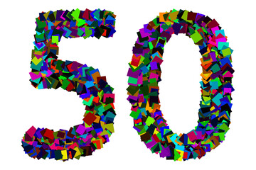 Colorful number 50 for math concept