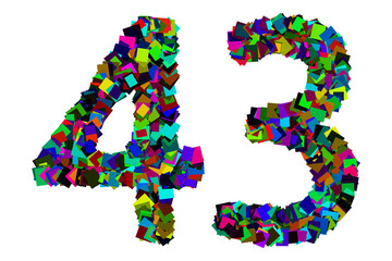 Colorful number 43 for math concept