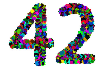 Colorful number 42 for math concept