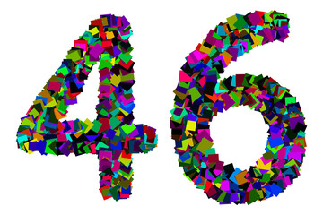 Colorful number 46 for math concept