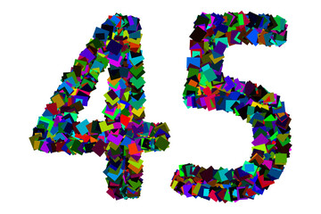 Colorful number 45 for math concept