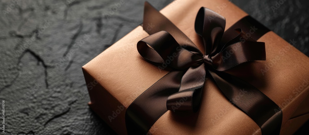 Poster Close-up of a gift box with ribbon in a Black Friday sale concept with copy space image.