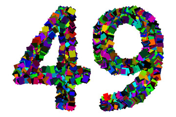 Colorful number 49 for math concept