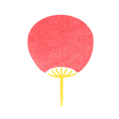 スタンプ風のシンプルな赤いうちわイラスト