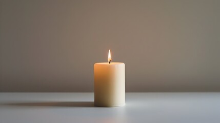 Solitary Candle Flame   Peaceful White Light Symbolizing Tranquility and Serenity