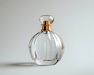 Elegant Glass Perfume Bottle with Gold Cap Showcasing Luxury on White Background