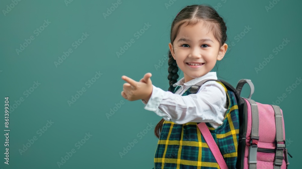 Canvas Prints The smiling schoolgirl with backpack