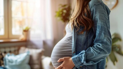 Pregnant woman closeup background illustration generated by ai