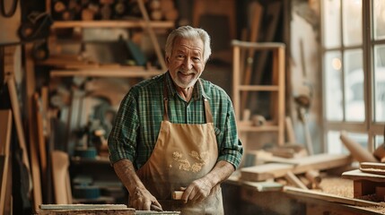 The senior woodworker at work