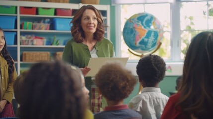 The teacher in classroom