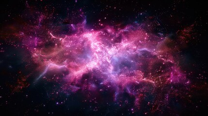 Fototapeta premium A stunning and vibrant image of a galactic nebula with swirling pink and purple hues, depicting the beauty and vastness of outer space and the wonders of the universe.