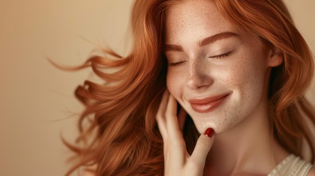The serene redhead woman