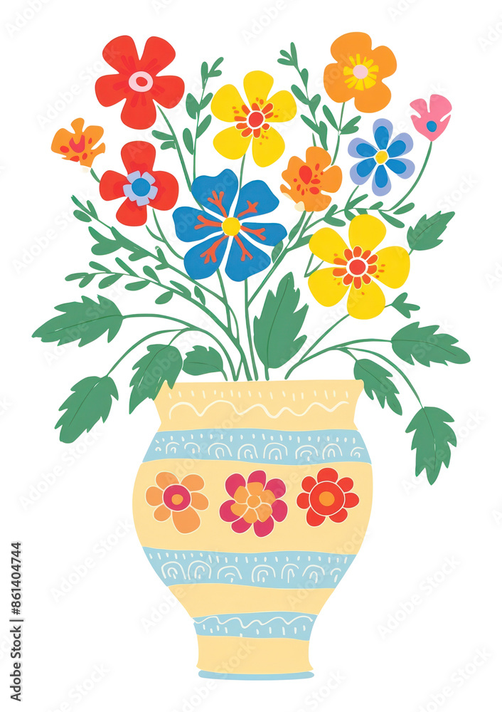 Sticker PNG Flower pot art pattern craft.