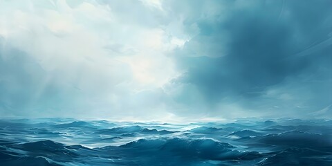 Naklejka premium Create a painting illustrating the dynamic ocean with varying shades of blue. Concept Ocean Waves Painting