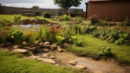 landscape with flowers and grass