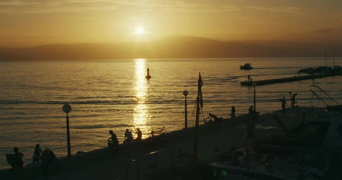Sunset in Malinska town on Krk Island, Croatia