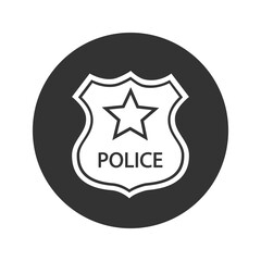 Police badge icon in simple style on a white background illustration