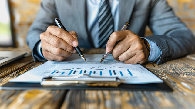 holographic financial graph, bar charts, and numerical statistics to emphasize growth and analysis.