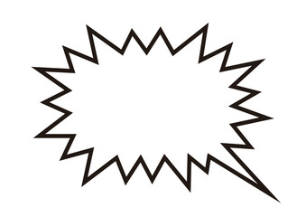 ベクターデータは線幅の太さが変更できる。右斜め下向きのギザギザな形の吹き出し。