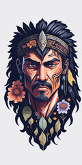 A fierce Aztec warrior logo, showcasing a tribal warrior adorned with traditional armor and feathers, radiates strength and cultural pride, perfect for a powerful avatar.