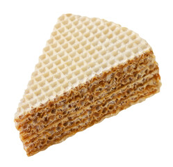 Piece of wafer cake on white background. Isolated