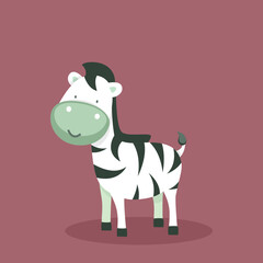 Cartoon Zebra Baby Character Element in Standing Pose.